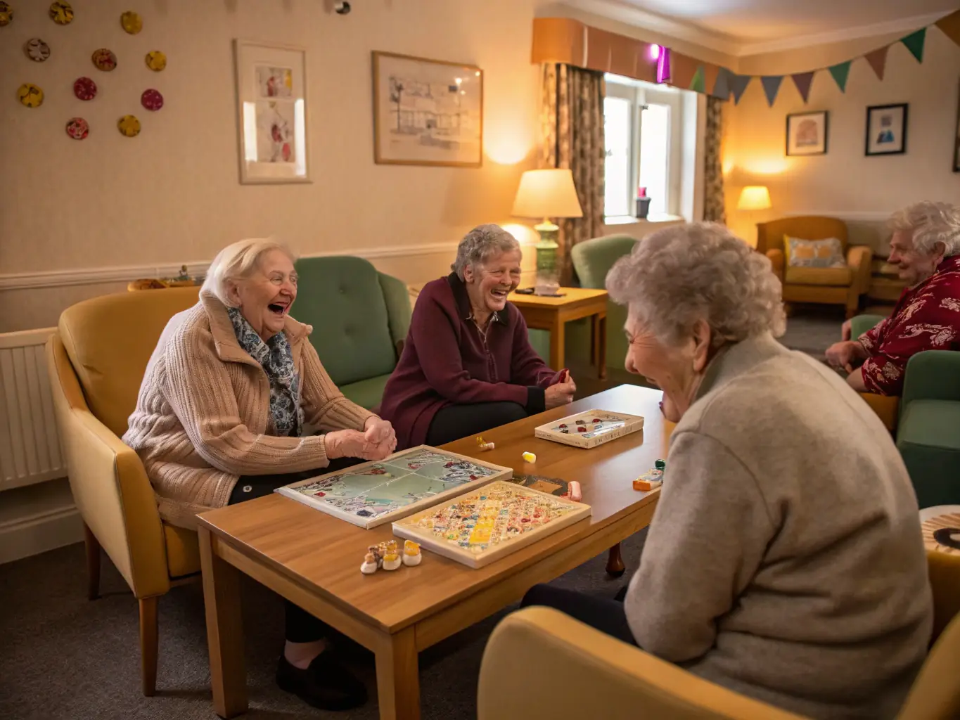 A vibrant image showing members exchanging and playing with a diverse selection of games and toys in a welcoming community space.